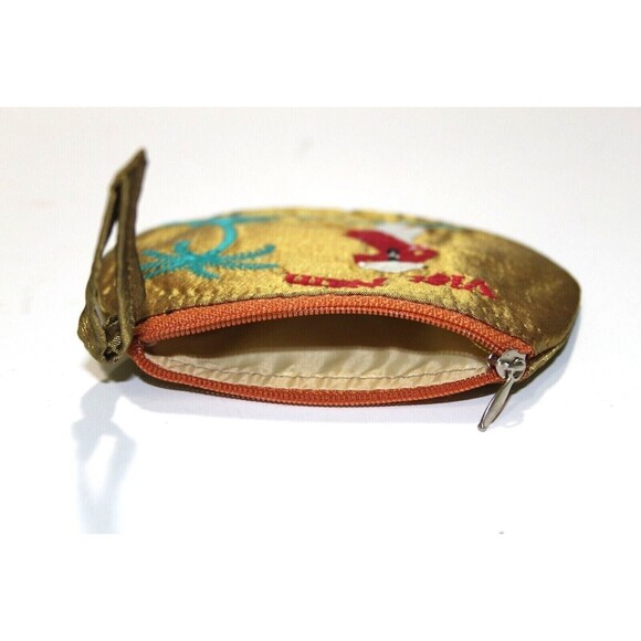 Satin Coin Purse Jewelry Organizer Small Embroidered Viet Nam Woman's 5" x 4" - Picture 3 of 3
